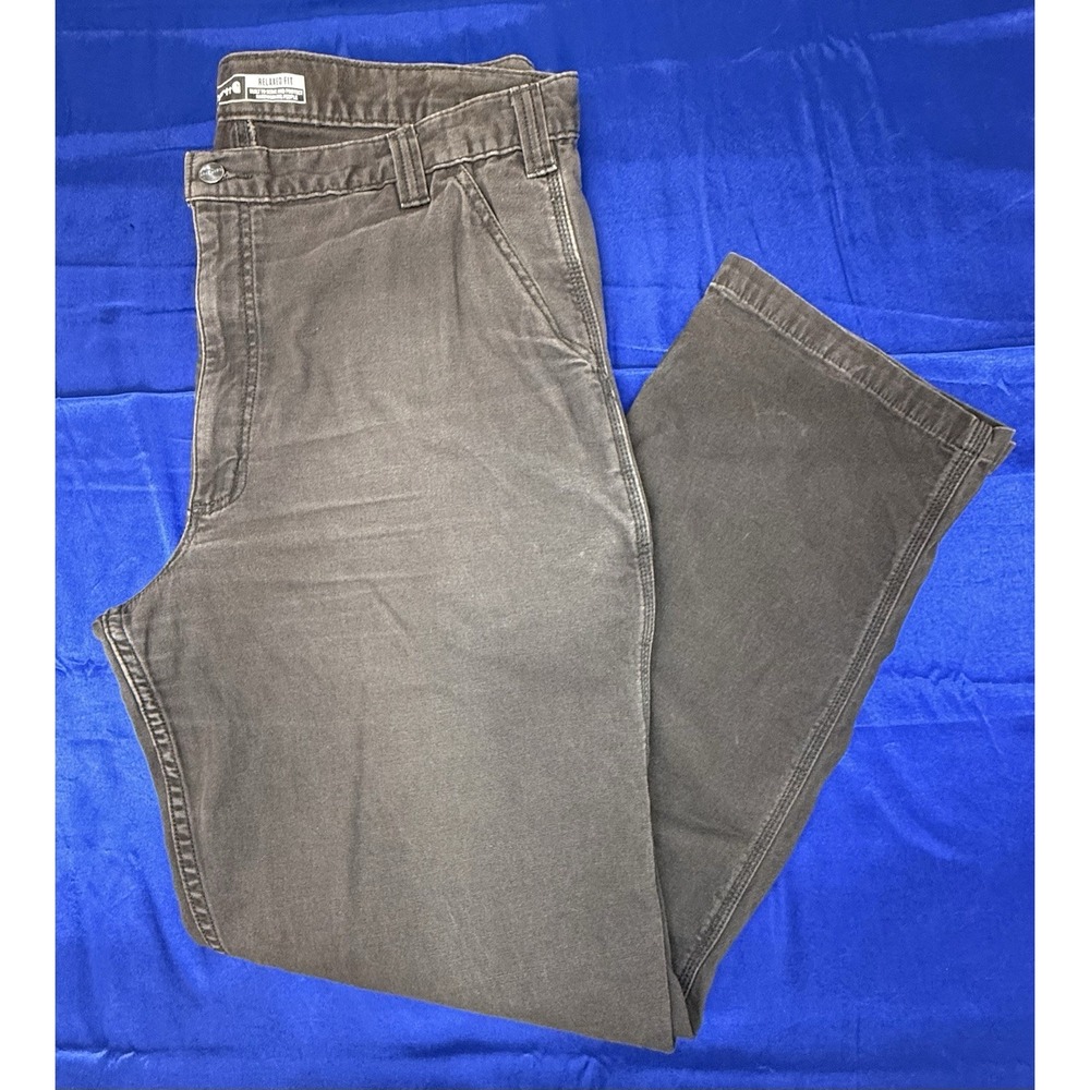 Carhartt Mens 40x34 Relaxed Fit Rugged Flex Canvas Utility Work Pants Dark Gray